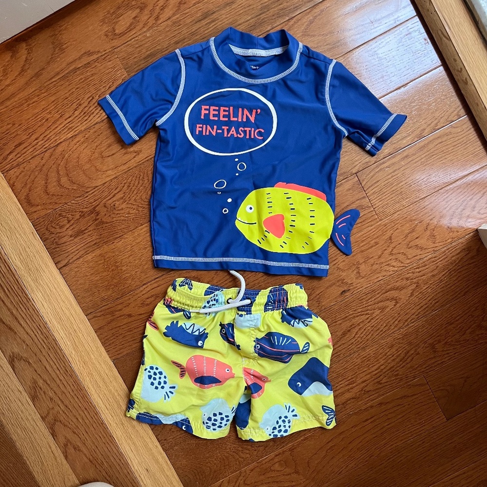 Toddler boy swim suit set 2T